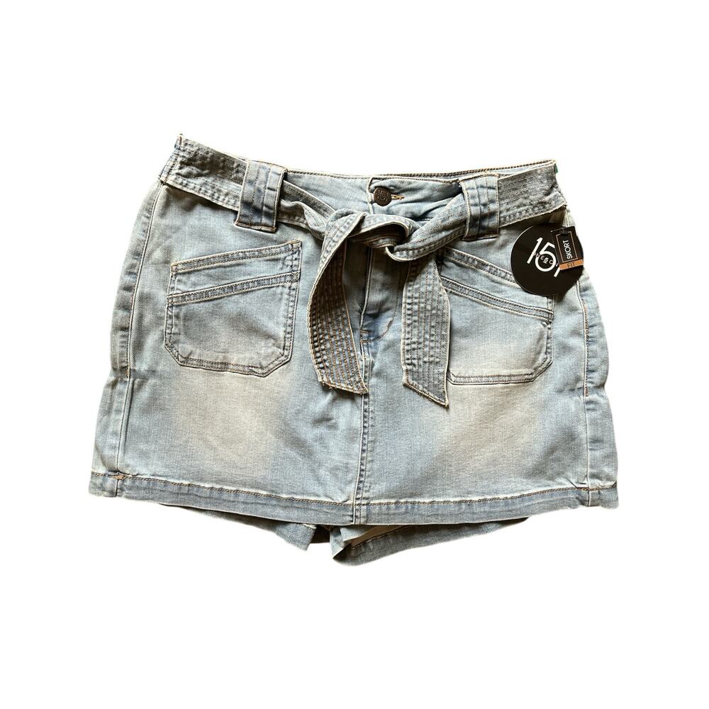 NWT 151 SKORT Lg Denim Women’s Stretch High Waisted Adjustable Tie